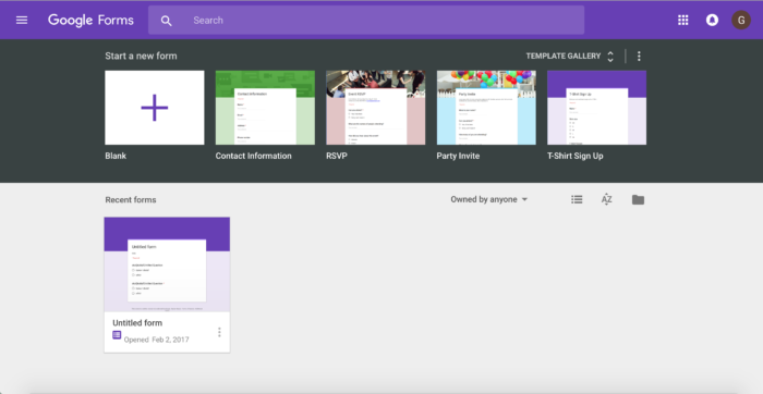 Survey tools: google forms